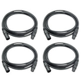 4x Roar 3M DMX-Kabel XLR weiblich - XLR männlich schwarz 110 Ohm 300cm